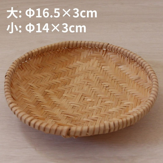 竹ザル 白竹アジロ丸皿(大/小)