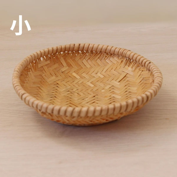 竹ザル 白竹アジロ丸皿(大/小)